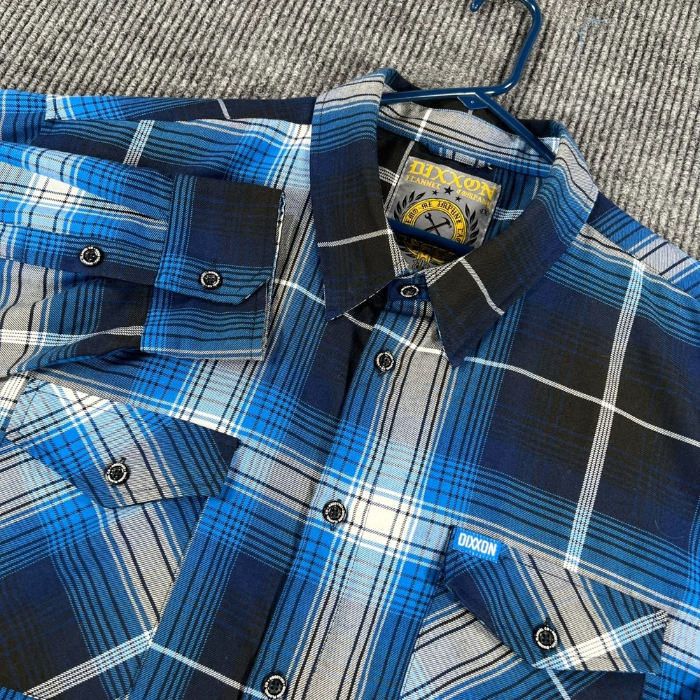 Dixxon Flannel Shirt Mens 4XL The Culloden Blue Plaid Long Sleeve Button Down